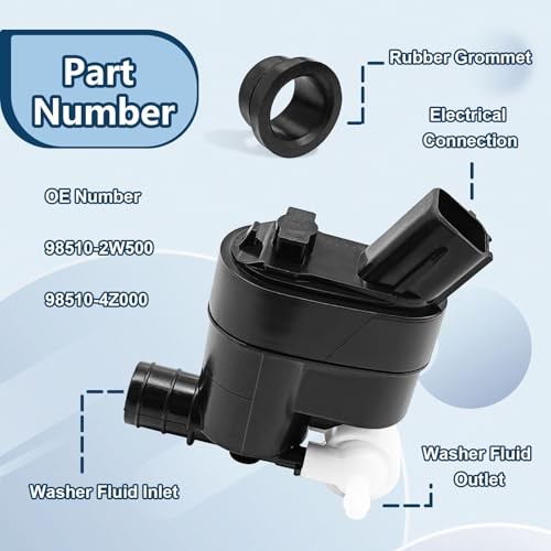 Windshield Washer Pump Assembly, Windshield Washer Motor Compatible with
