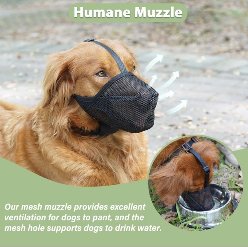 Mayerzon Breathable Mesh Dog Muzzle Adjustable Comfortable Black XS NWT