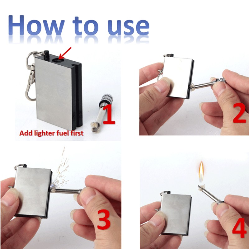 5 PCS Waterproof & Windproof Permanent Match Lighter, Strike Keychain Survival