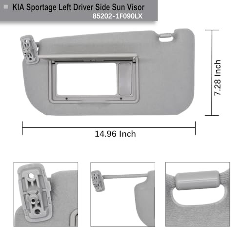 Driver Left Side Sun Visor Replacement Fits for Gray(Driver Side w/o Light)