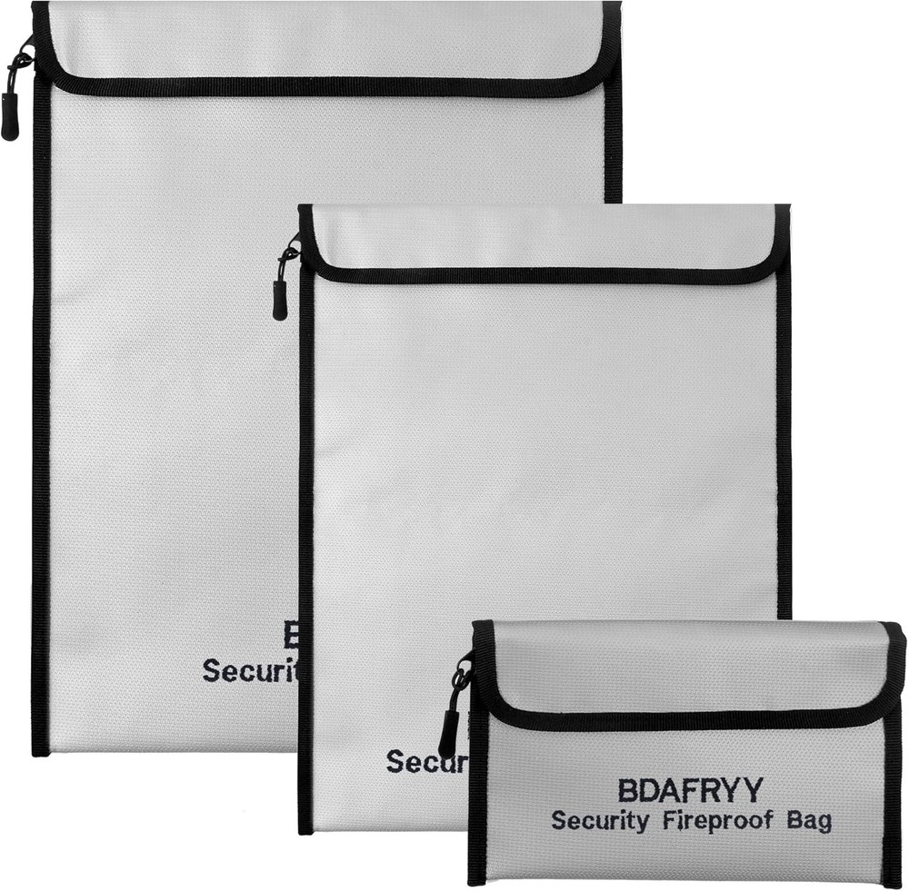 3 Pcs Fireproof Document Bag,Waterproof Money Important Document Bag(2000℉),for