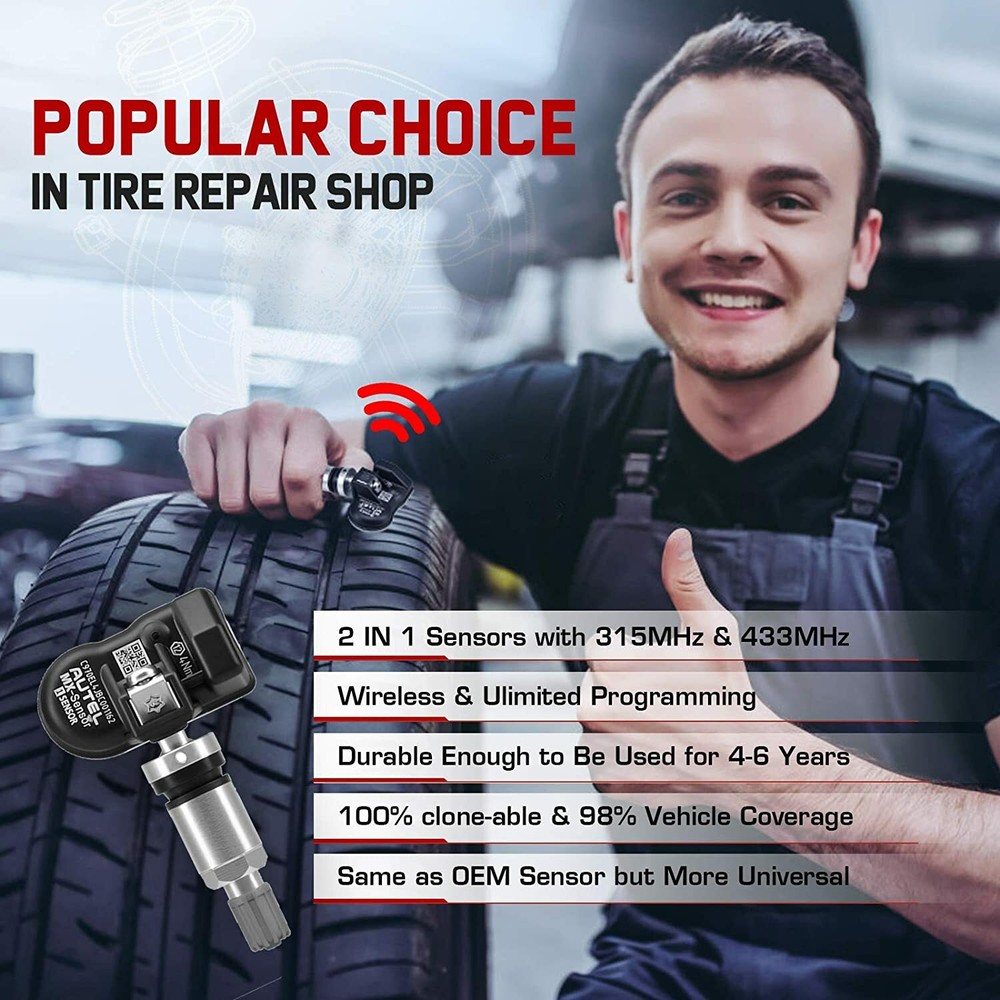 Autel TPMS MX-Sensor 315MHz&433MHz Programmable Tire Pressure Sensor Universal*4
