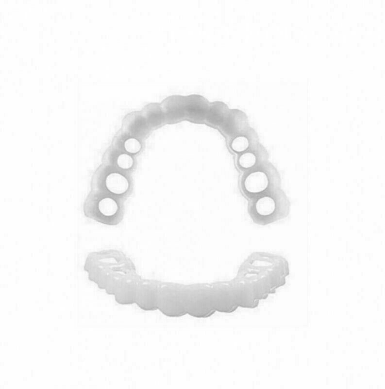 Upper Lower Teeth Silicone Veneers Dentures Snap-on Teeth Kit False Teeth