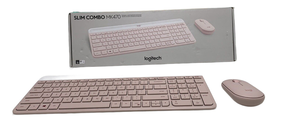 Logitech MK470 Slim Wireless Keyboard/Mouse Combo, Modern Compact Layout, Rose