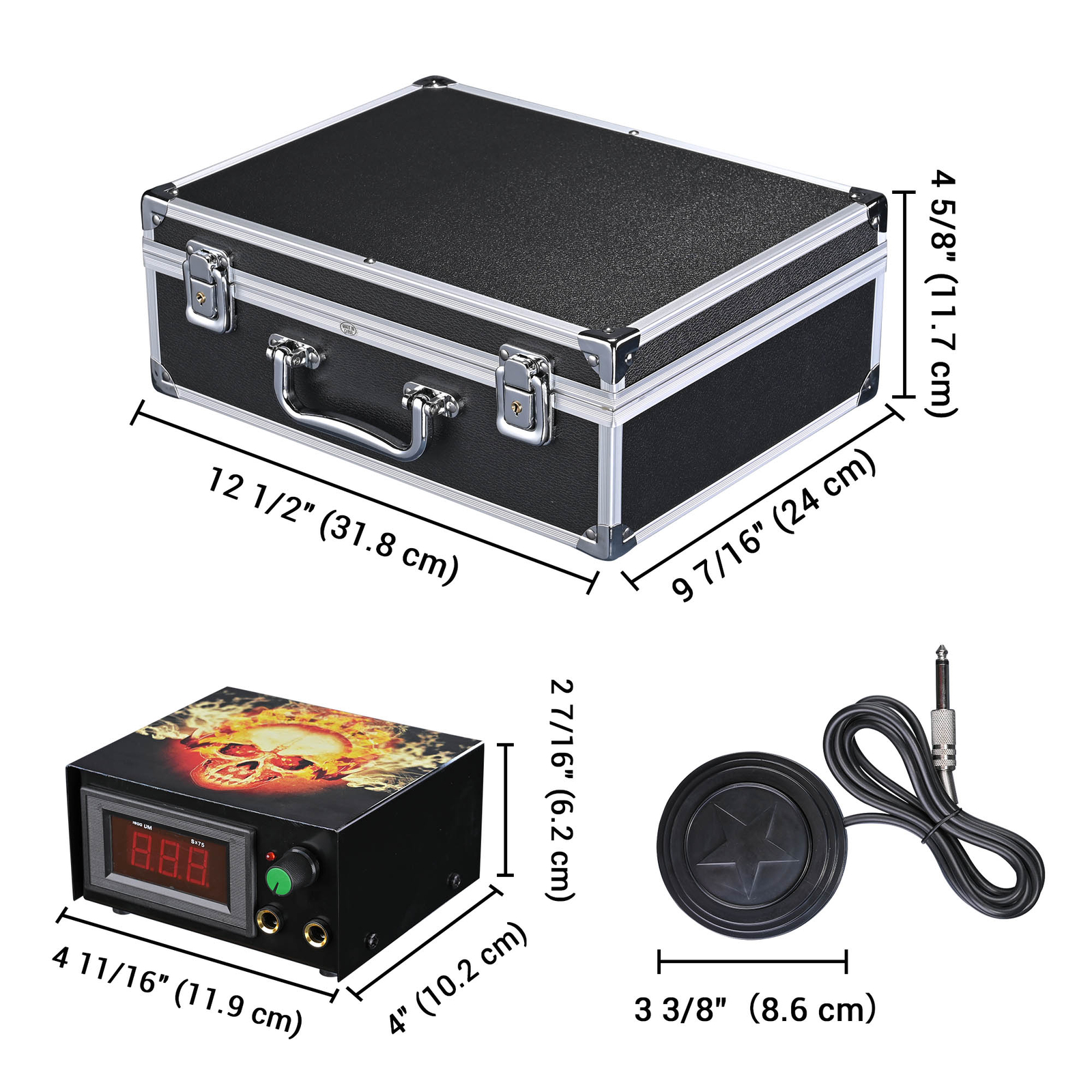 Complete Tattoo Kit 4 Machine Gun 40 Ink LCD Power Supply Grips Tip Carring Case