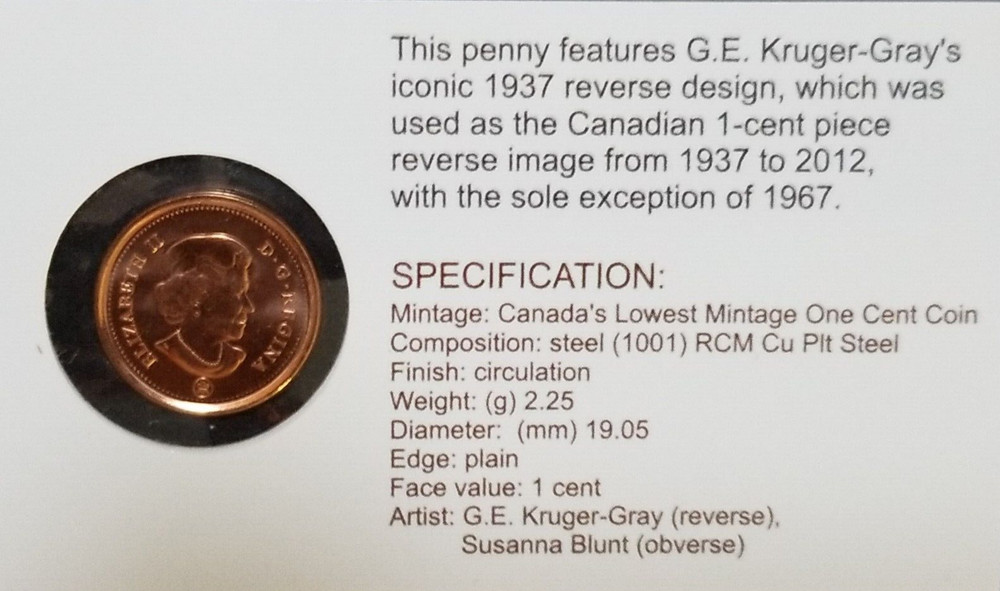 🇨🇦 Uncirculated 2012 Canada One Cent THE LAST PENNY