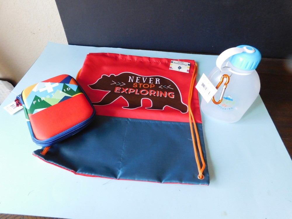 3 PIECE SET FOR CAMPING OR HIKING INCLUDES BAG WITH DRAWSTRING CINCH