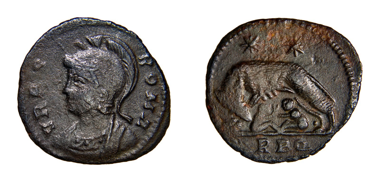 Roman Imperial Coin VRBS ROMA She Wolf CONSTANTINE I THE GREAT Commemorative COA