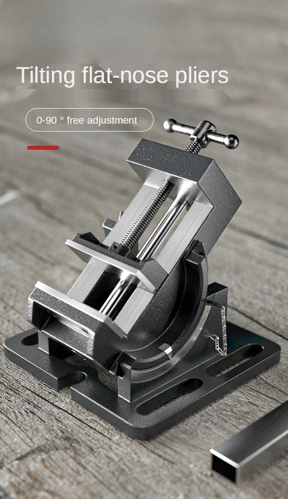 Tilting Guide Rod Angle Parallel Jaw Vise for Drilling Table, 3-inch and 4-inch