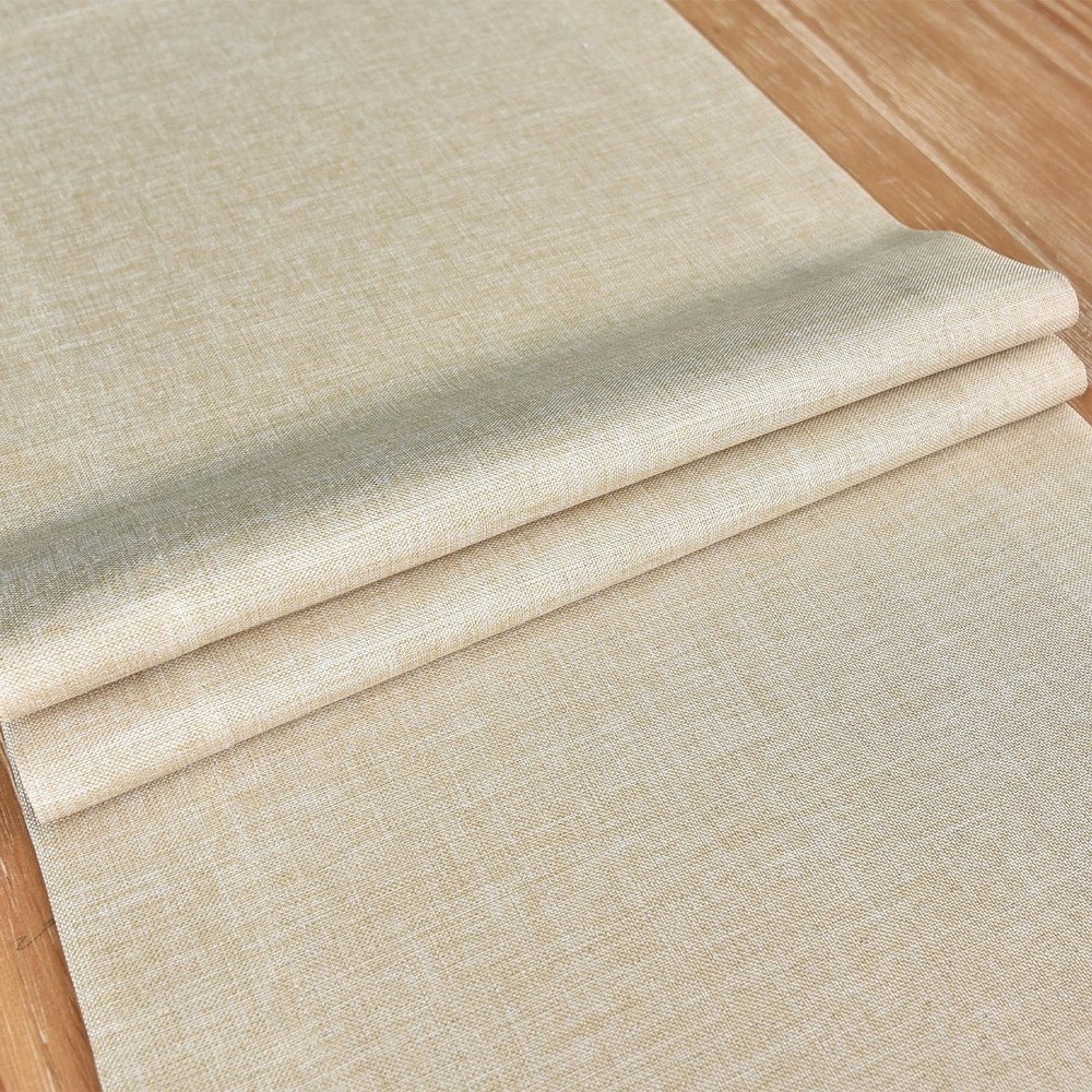 NEWISHER Farmhouse Rustic Table Runner Solid Beige Rectangular Table Runners Fau