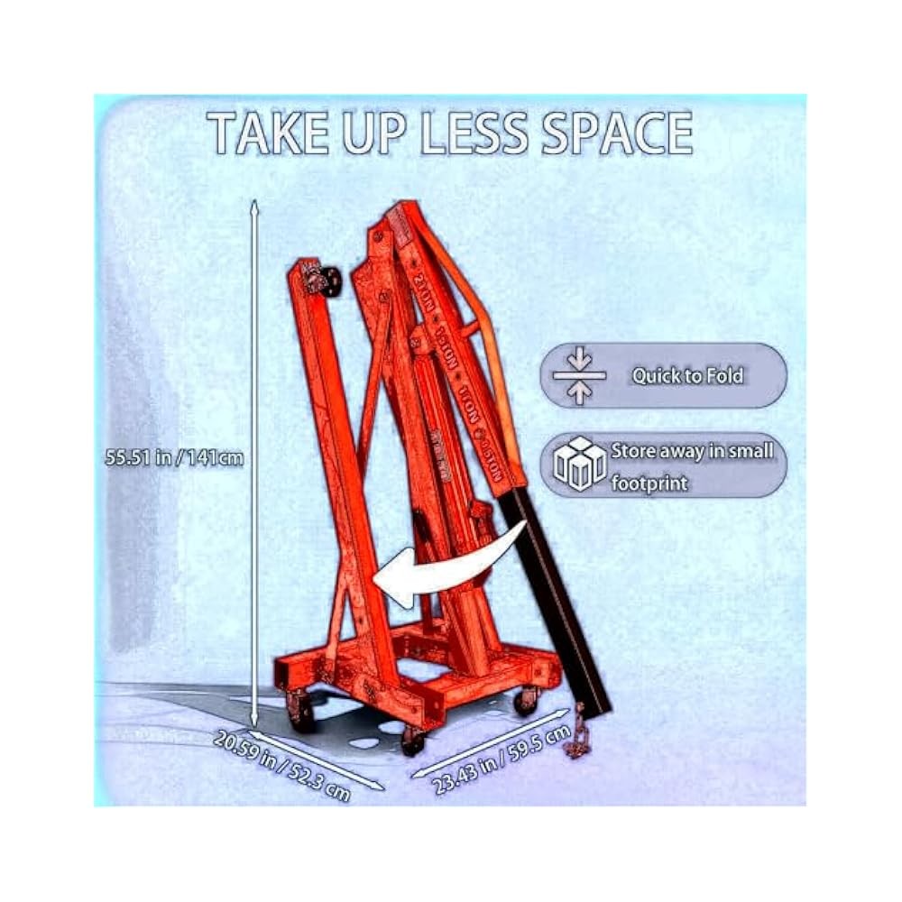 2 Ton Engine Hoist with 4 Load Settings, Foldable Design for Easy Storage