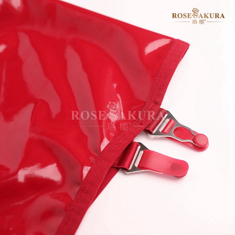 Glossy Shiny Patent Leather Package Hip Skirt with 4 Garter Belts Claws 8316