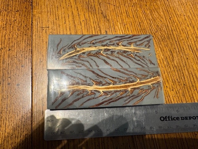 Pair of Beautiful deepGrey leaf pattern Resin Knife Handle Blank Scale
