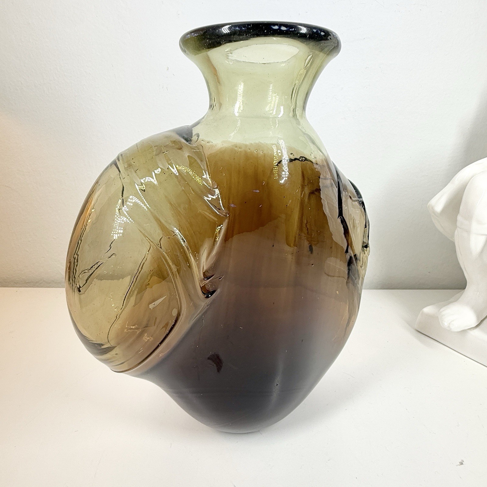 KENT IPSEN Glass VASE Brutalist MCM 1969 Abstract Sculpture Eames Era