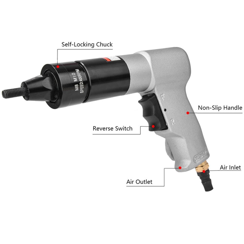 Pneumatic Riveting Pull Nut Automatic Air Riveter Nut Tool (KP-7323) New