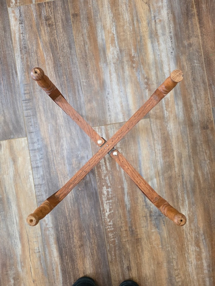 Moroccan Folding Vintage Wood Table Base - Does Not Include Tray