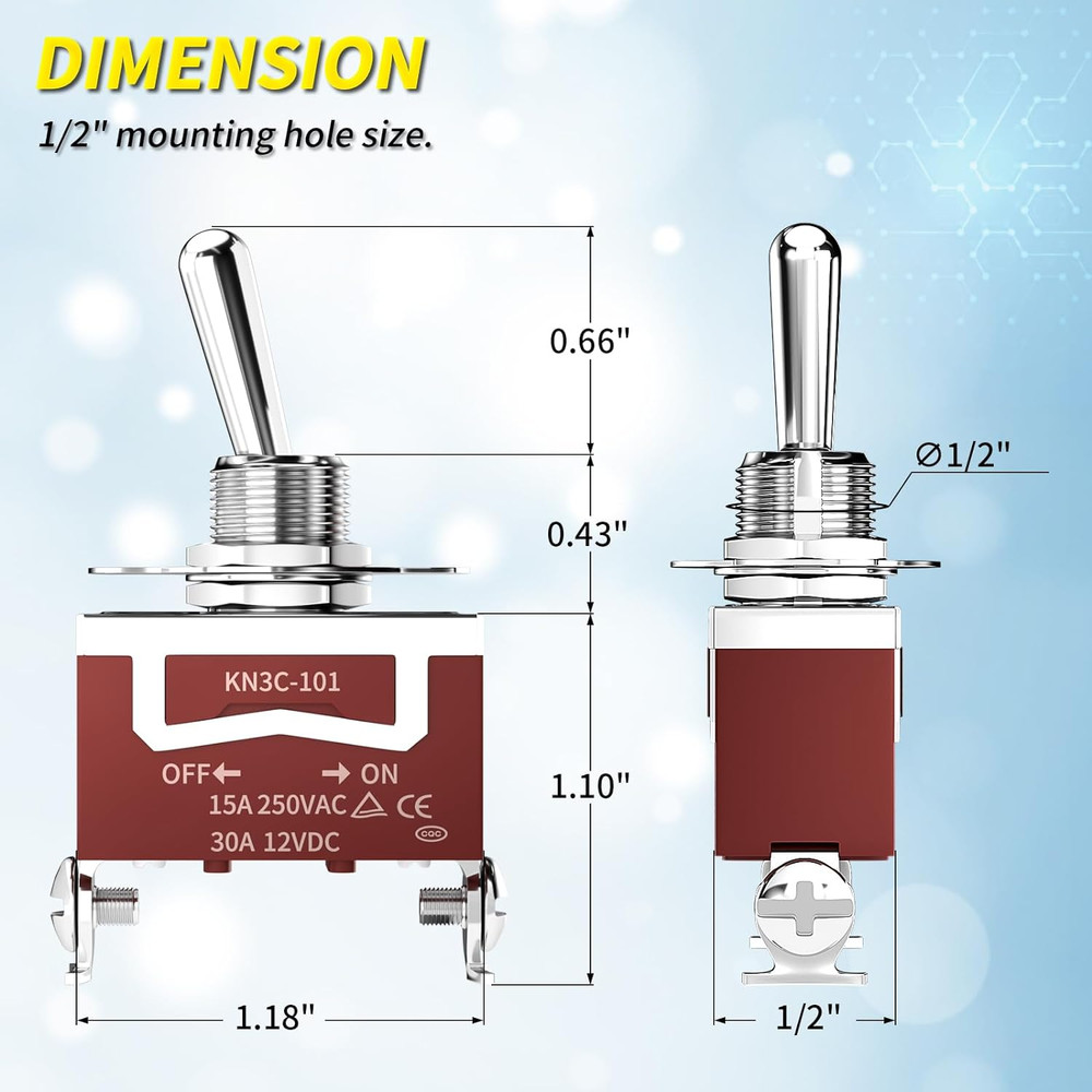 Toggle Switch 12V DC 125V SPST 2 Pin Waterproof Marine Toggle Switch 12 Volt on