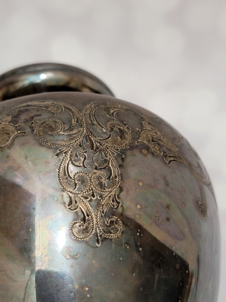 Antique Sheffield Silverplate Tea Caddy Etched Pattern
