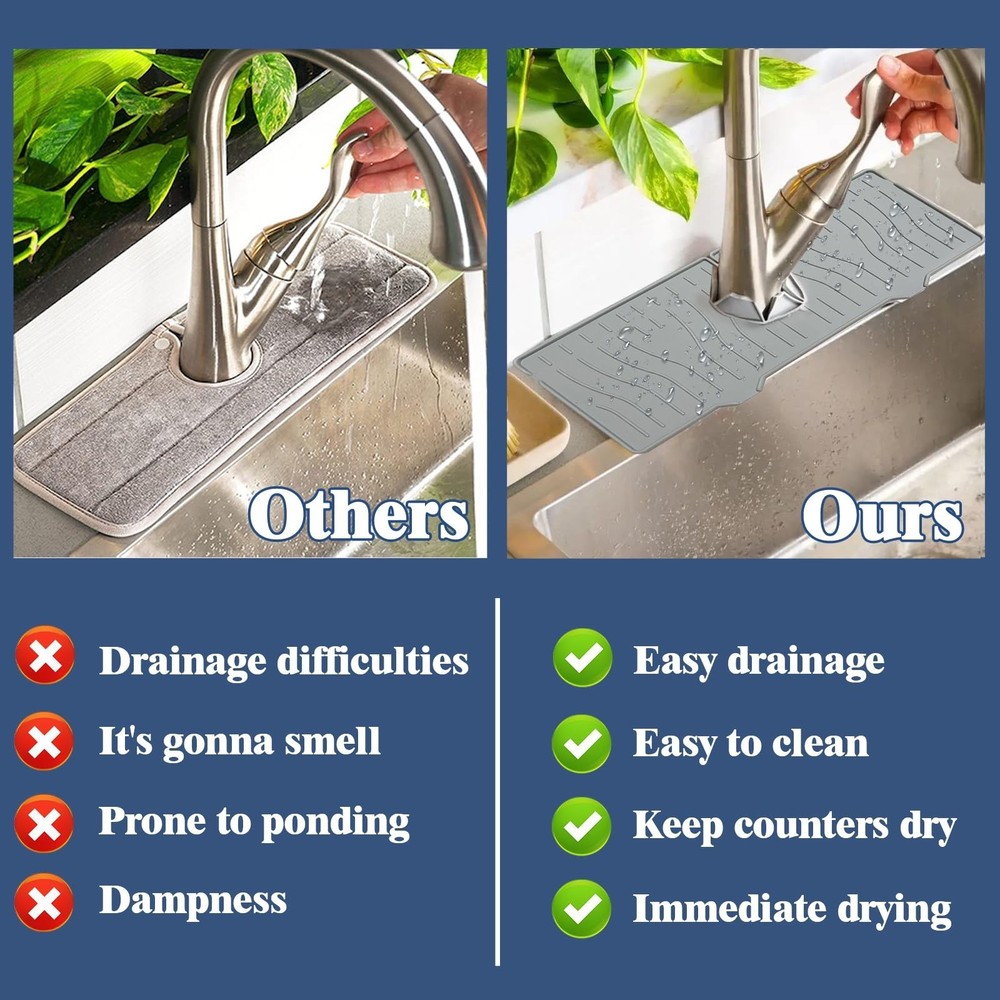 Kitchen Sink Splash Guard Silicone for Sink Multipurpose for Bathrooms Dish D...