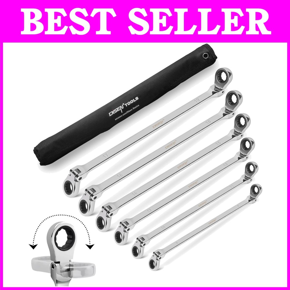 6-Piece Extra Long Flex Head Ratchet Wrench Set