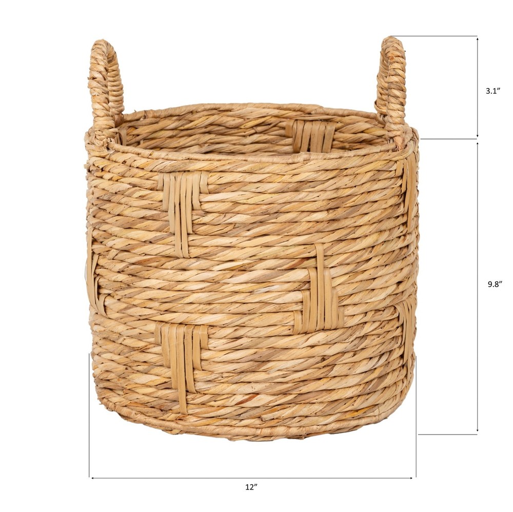 Athena 12" Round Bulrush Basket Planter