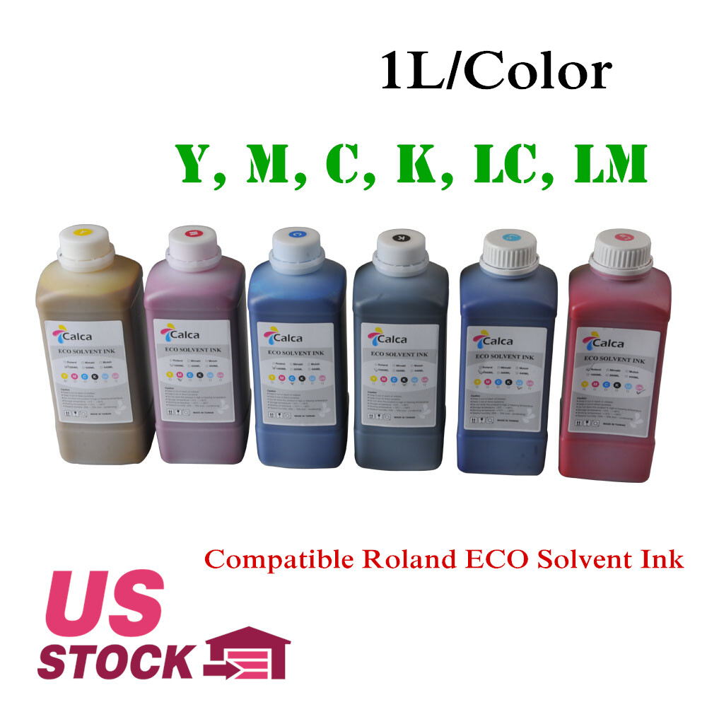 US Stock Calca Compatible Roland ECO Solvent Ink C M Y K LC LM