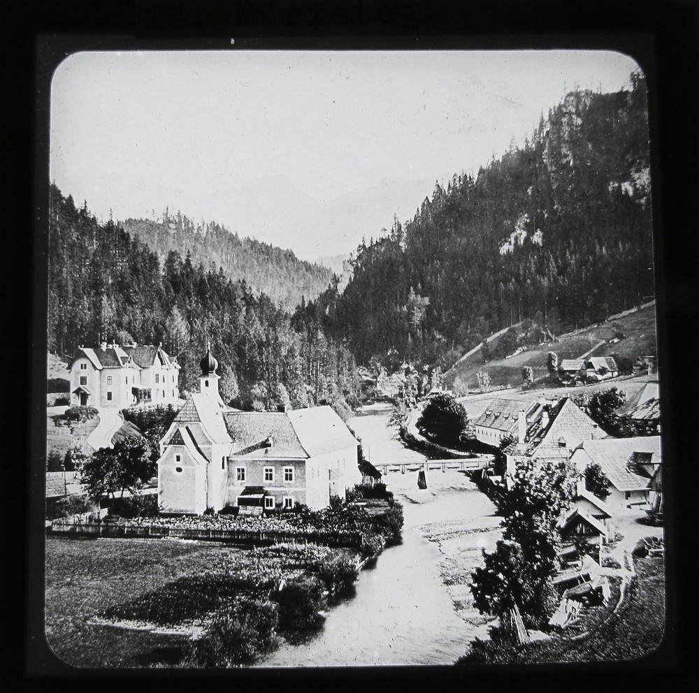 Glass Magic lantern slide MURZSTEG C1900 AUSTRIA .