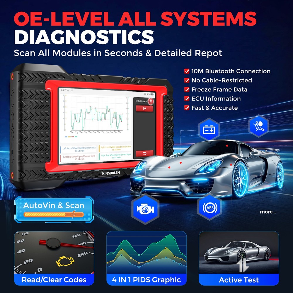 KINGBOLEN K7 ECU Coding Bidirectional Diagnostic Tool All System OBD2 Scanner