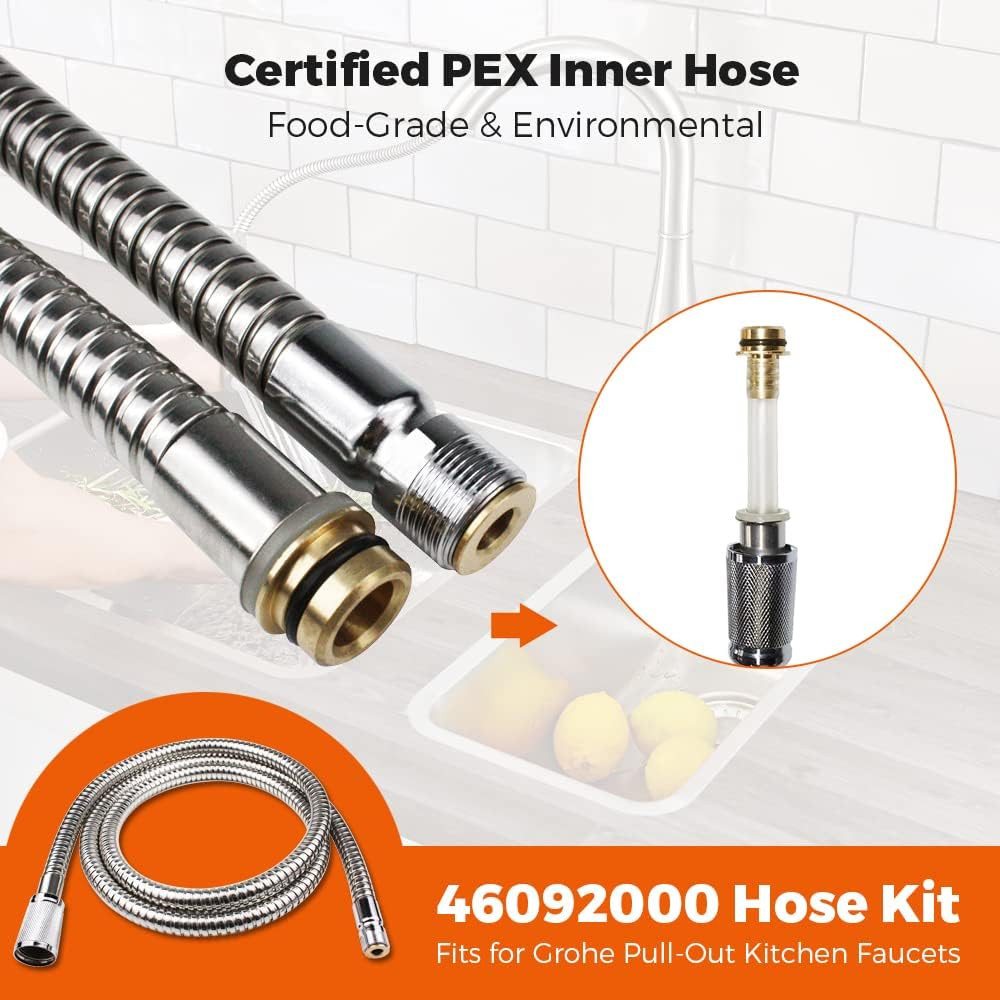 Grohe Compatible Pull Out Spray Hose for Kitchen Faucets - Perfect Replacement P