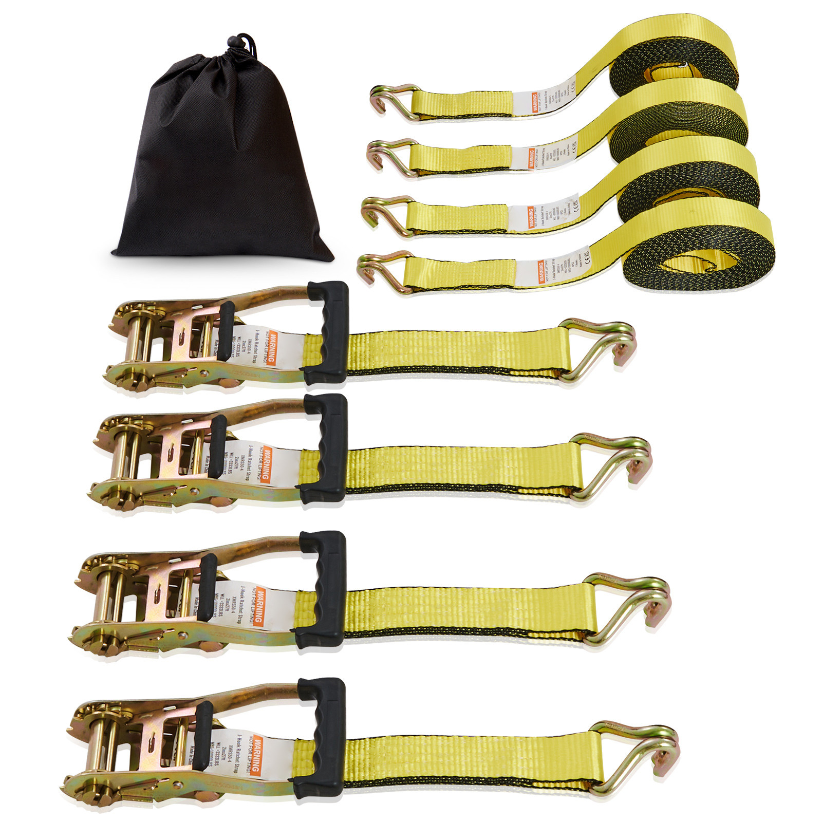 Uimoso 4 Pack Ratchet Tie Down Straps 10000 lbs 2"x27' Heavy Duty Double J Hook