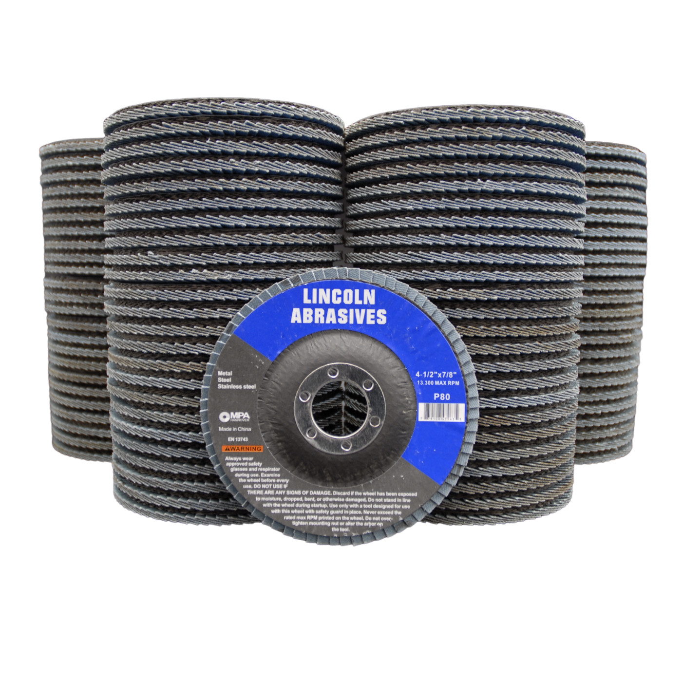 100 Pack Flap Discs 80 Grit 4.5" x 7/8" Grinding Sanding Wheels Disc Zirconia