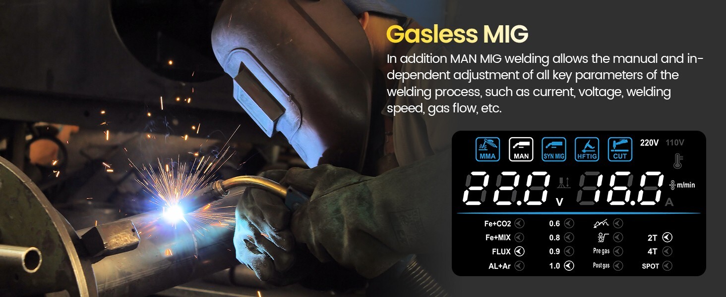 6in1 MIG/CUT/TIG/MMA Welder 220V 250A Gas/Gasless Welding Machine Plasma Cutter