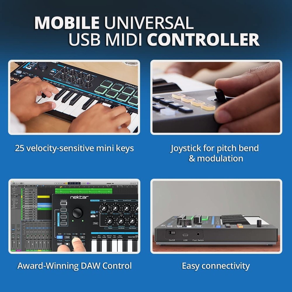 Nektar Impact LX Mini - USB MIDI Controller Keyboard with Nektar DAW Integrat...