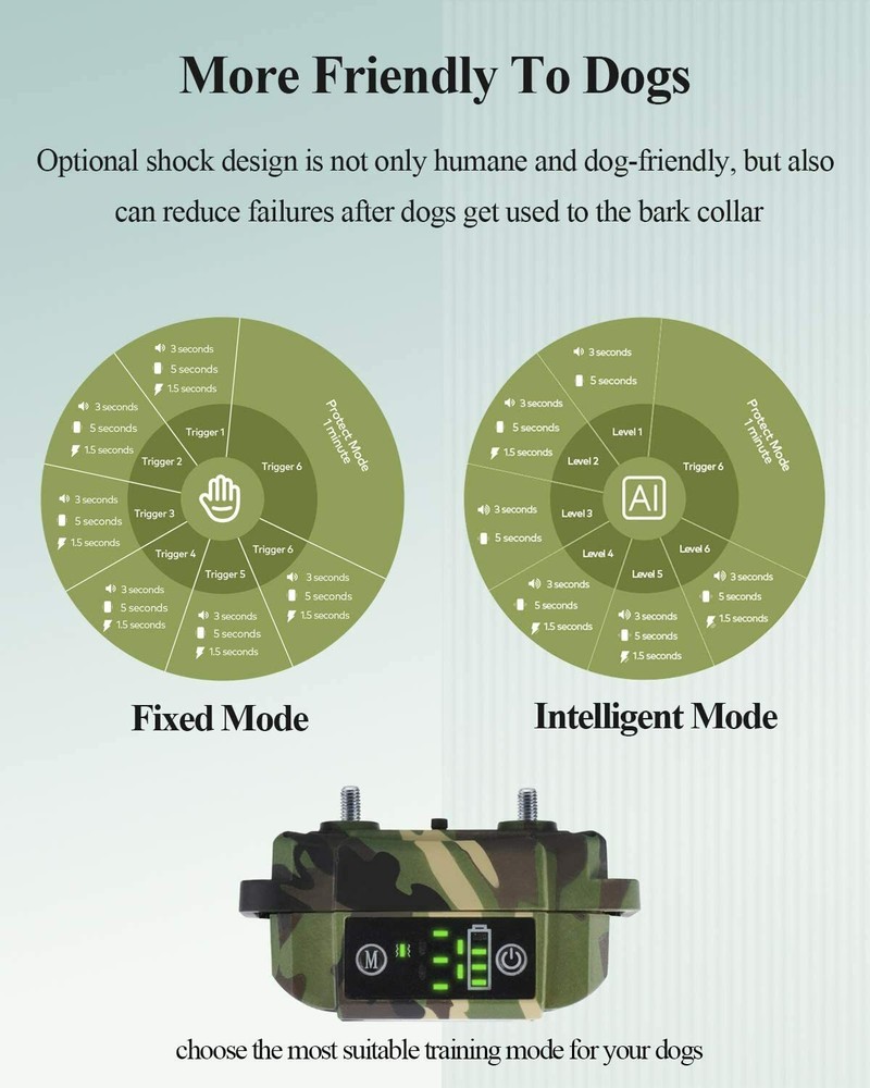 Bark Collar Rechargeable Barking Collar with Beep Vibration 2 Training Modes