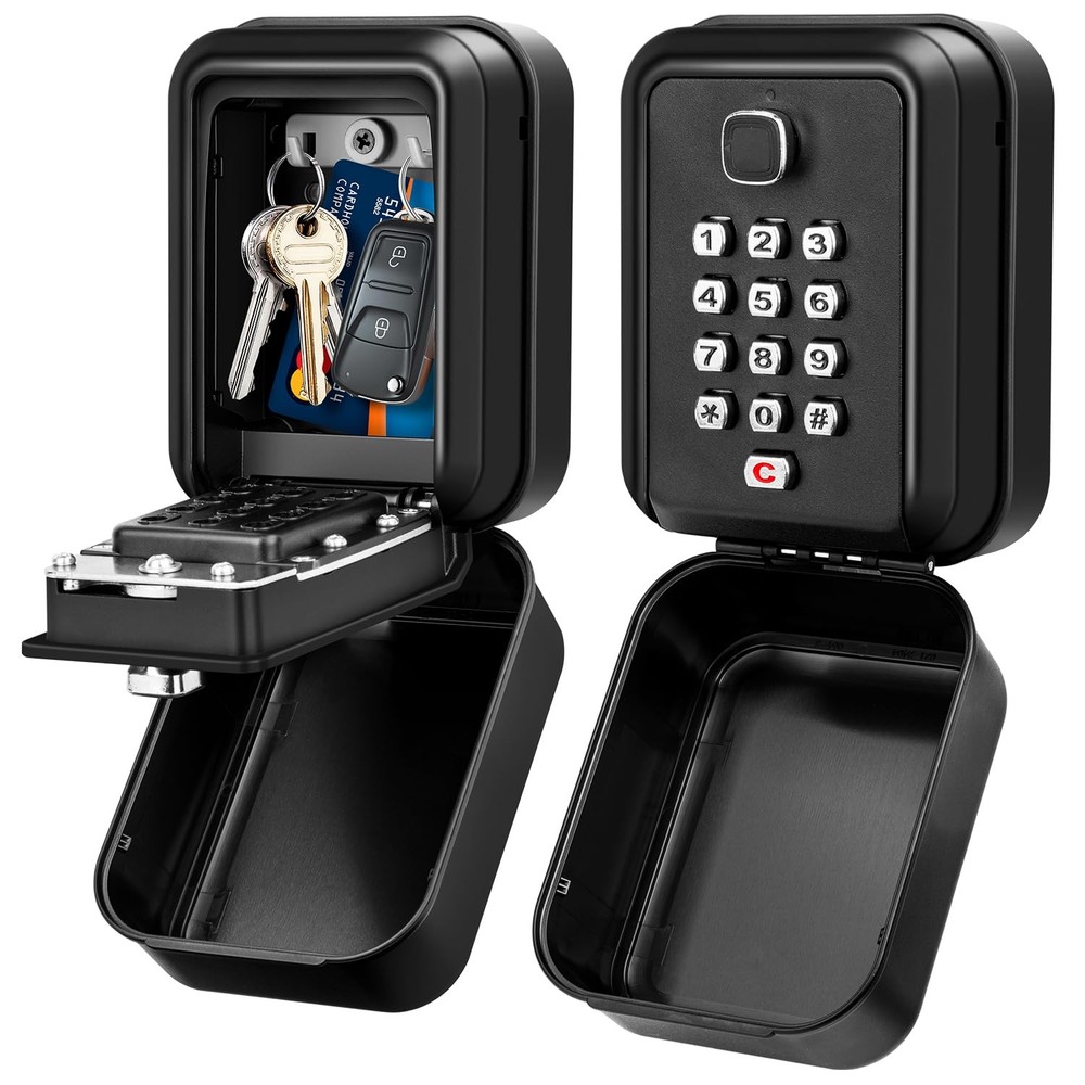 Lock Box for Keys with Code, Waterproof Key Boxs Wall Mount 12-Digit Keypad L...