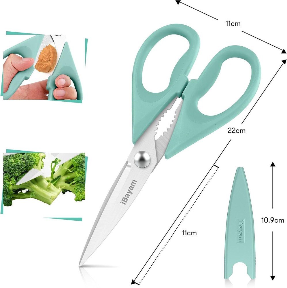 Versatile Kitchen Shears Set - Stainless Steel Utility Scissors, Aqua Sky 2-Pack