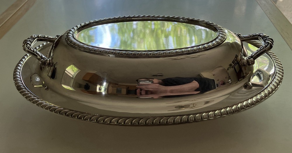 15” WM Rogers Covered Casserole #4012 Silver plate