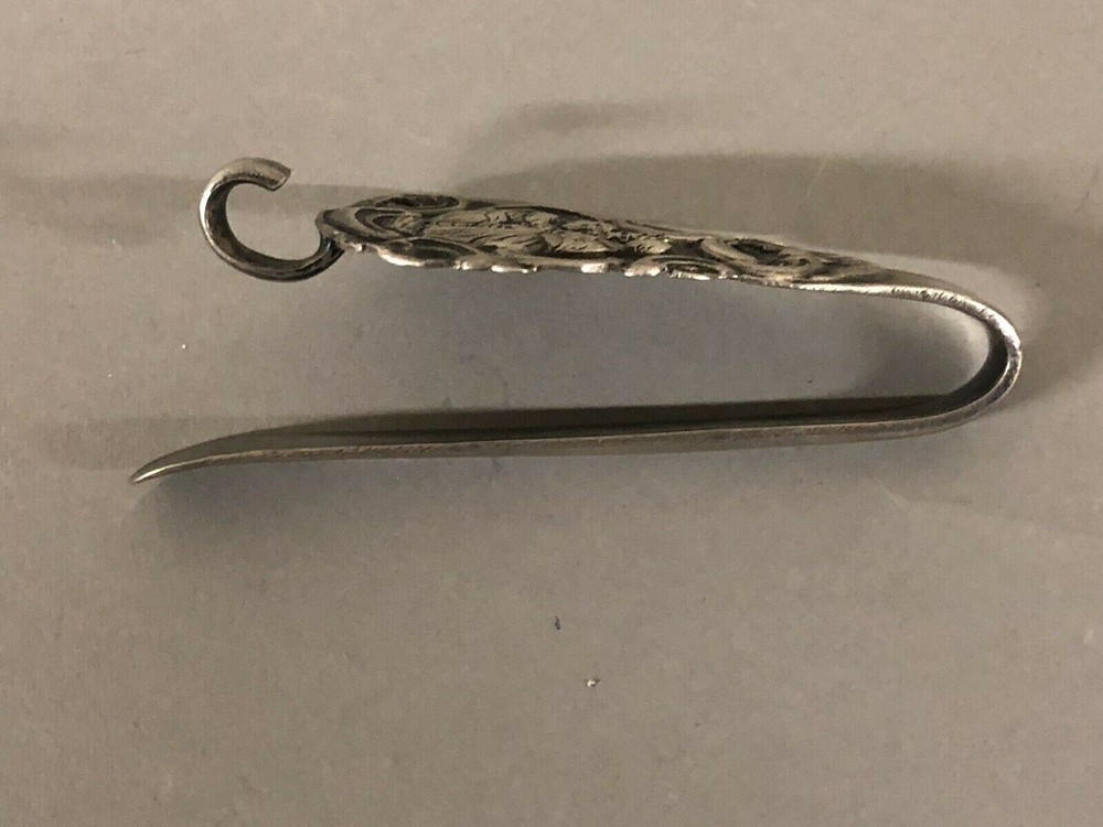 Antique Dutch Coin Silver Large Chatelaine Hook 3 3/4"
