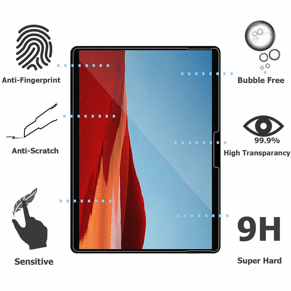 (2 Pack) Microsoft Surface Pro X 13" 2019 Clear Tempered Glass Screen Protector