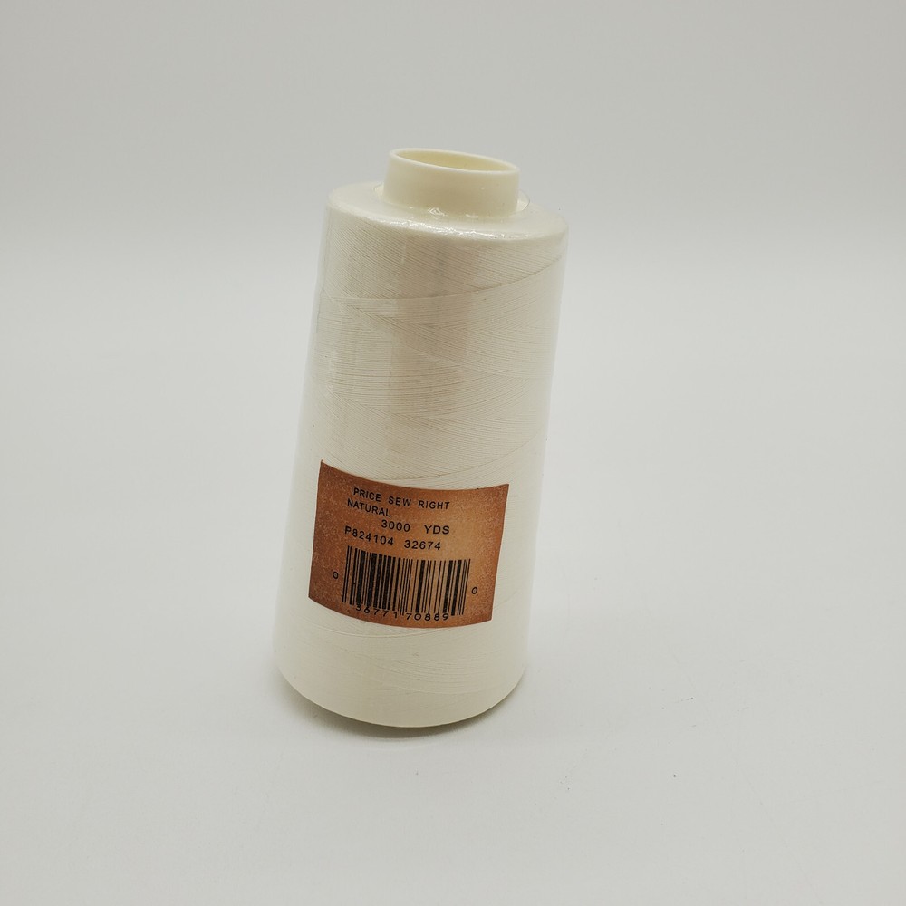 Overlook Thread Cone 3000 yds 100% Polyester White Natural