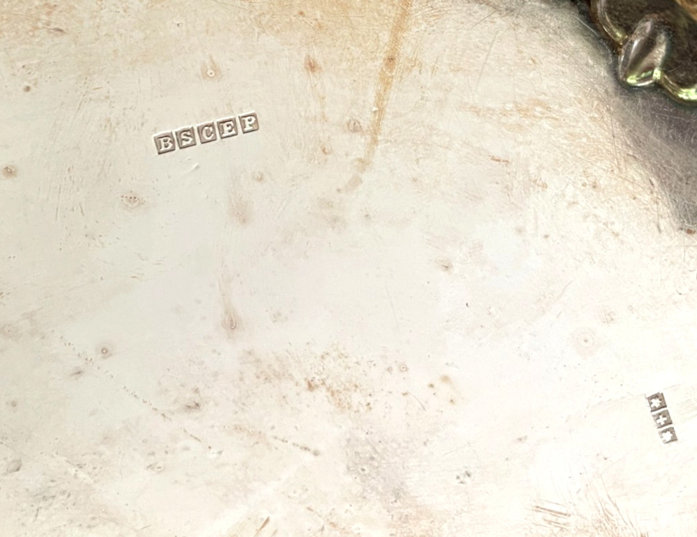 Vintage Barbour International Silver Plate 9" Serving Plate w/Grape Leaf Border