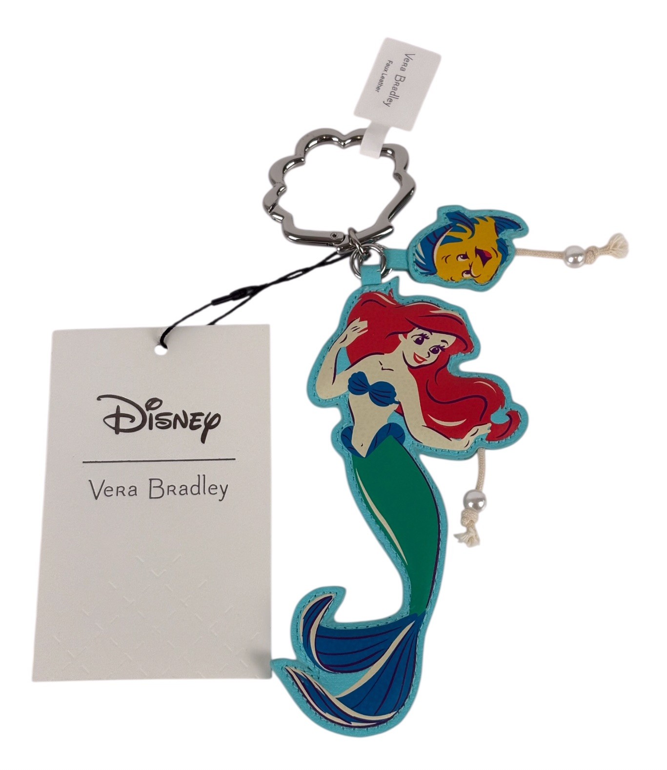Vera Bradley Disney Ariel Floral Little Mermaid Bag Charm Faux Leather
