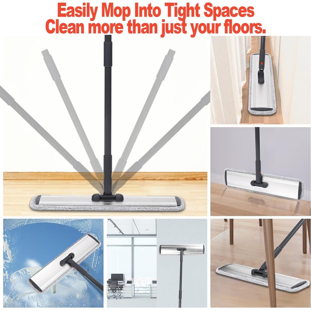 18 Professional Microfiber Mop Large Flat Mops for Floor Cleaning 4 Reusable ...