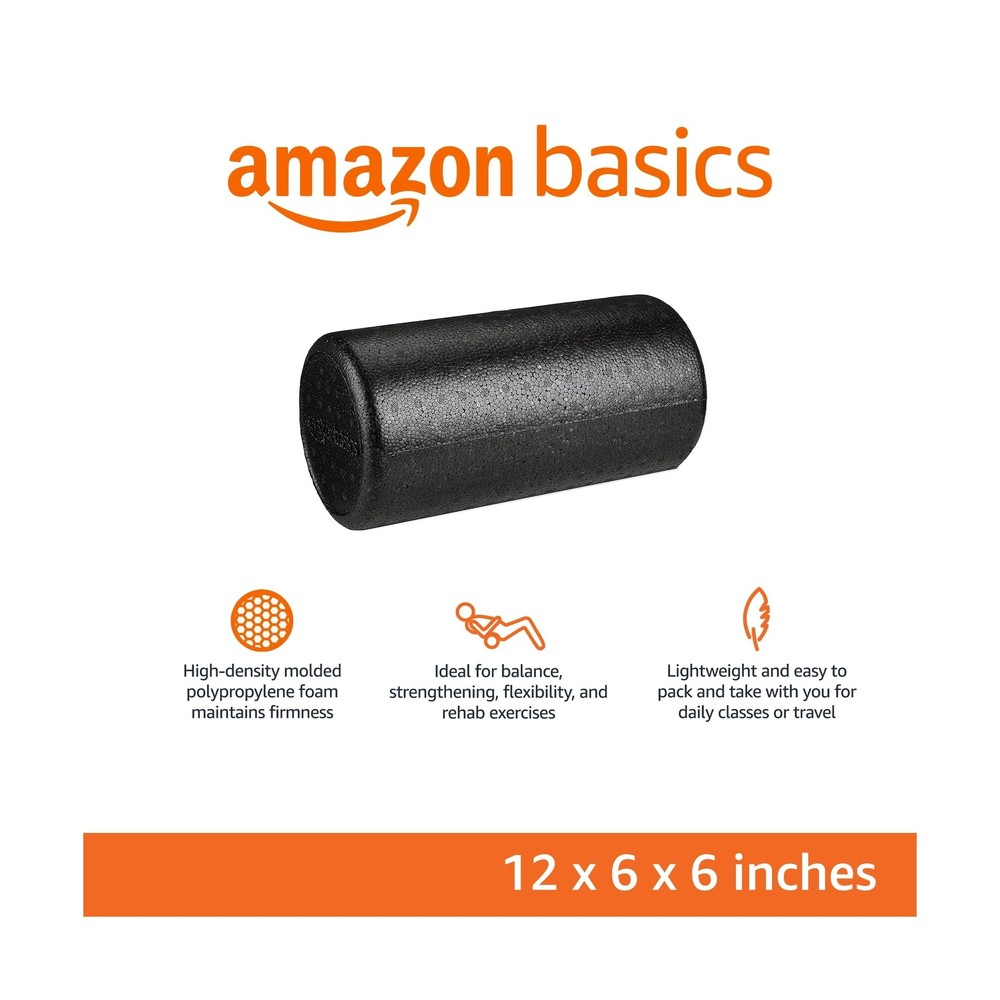Amazon Basics High-Density Round Foam Roller for Exercise, Massage, Muscle Re...