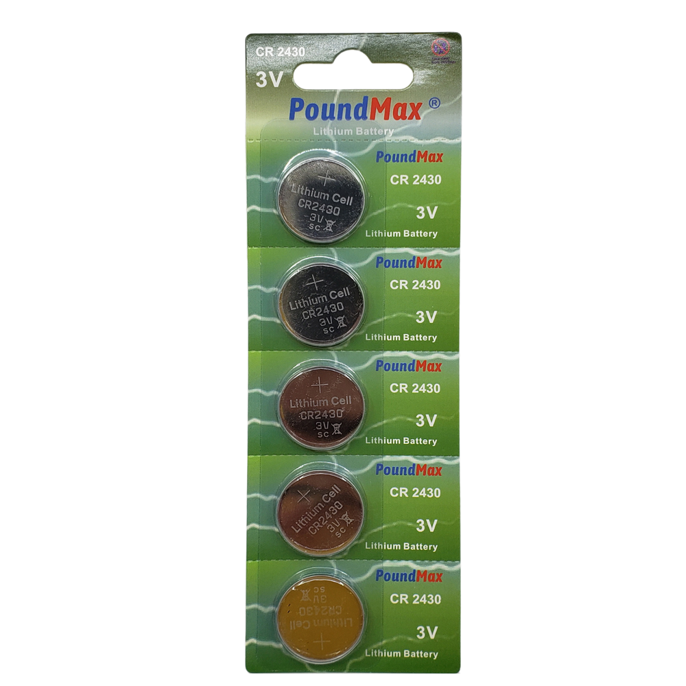 PoundMax CR2430 Batteries 3v Lithium Button Cell Battery Combo Pack - 5 Count