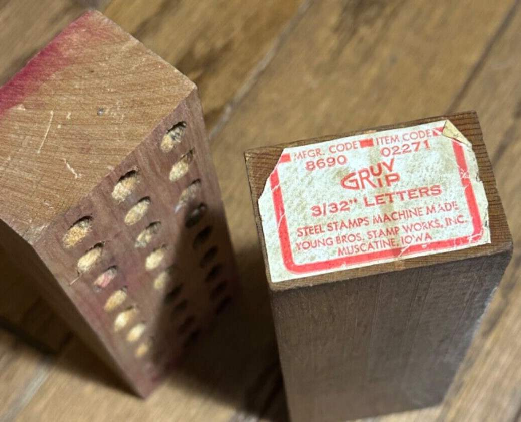 🇺🇸 Young BROS USA 3/32" Steel Punch A-Z Letter Hand Stamp Set Lot Wood Box