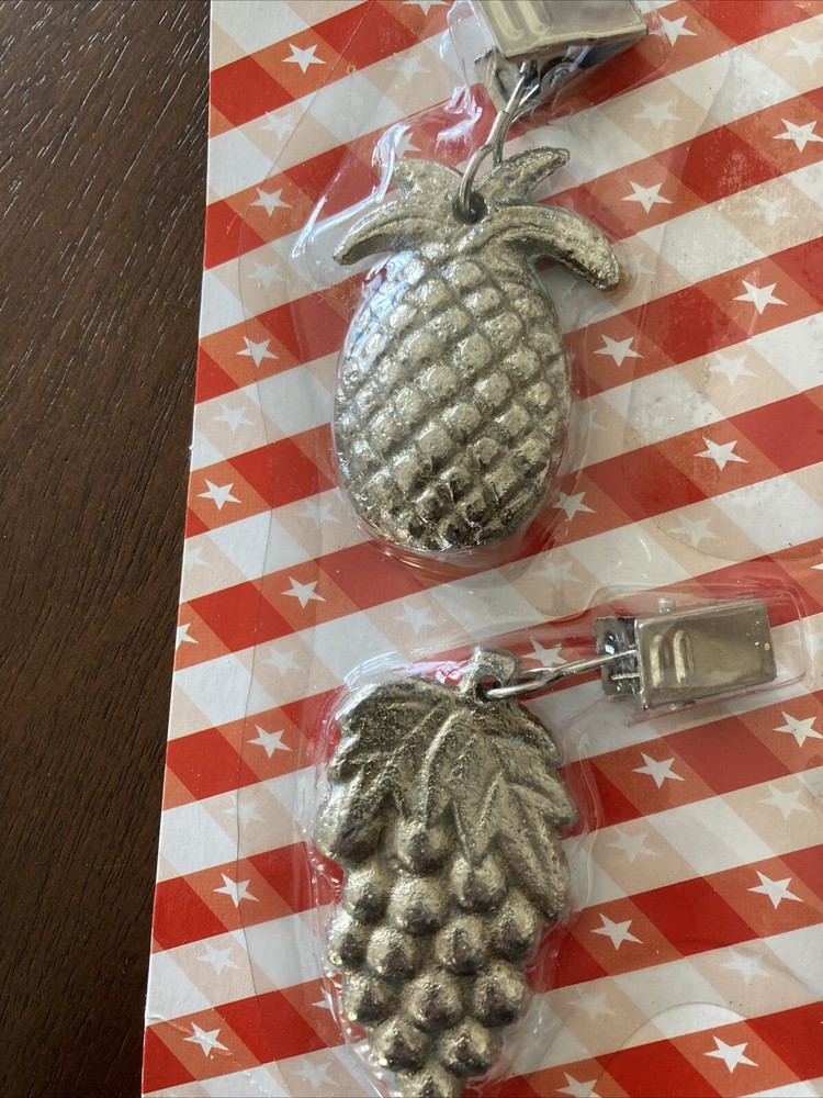 Fruit Tablecloth Weights Silver Metal - New In Package
