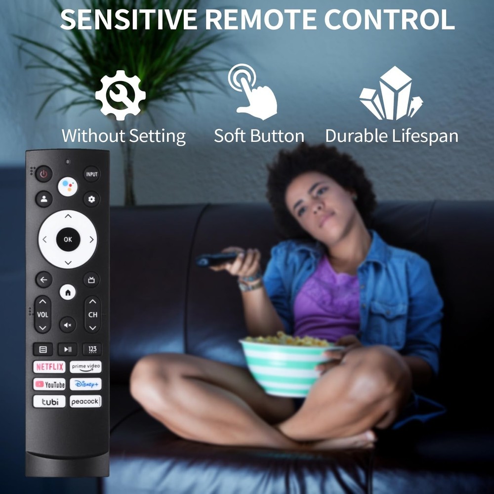Replacement Remote Control Compatible with Hisense Google 4K Style - 1 Black