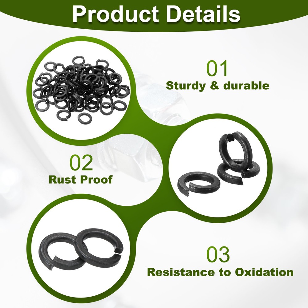 80 Pcs M14 Split Lock Washer Spring Lock Washer Spring Steel, Black
