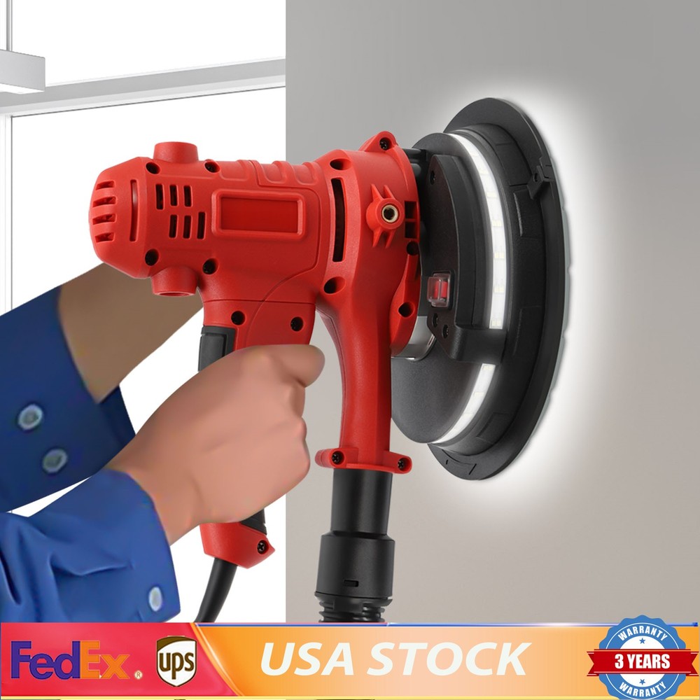1200W Electric Drywall Sander Variable Speed Sanding Machine W/ LED Light Strip